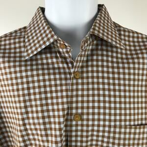 Scott Barber Long Sleeve Brown Button Up‎ Shirt Plaid Gingham XL